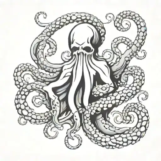 poseidon weapon and octopus legs on bottom tattoo design idea