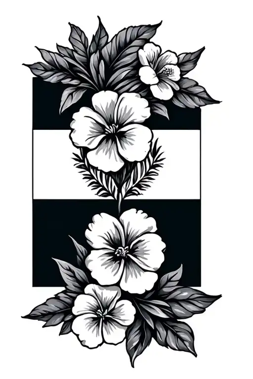 panama flag with panama flowers surrounding tattoo design idea