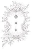 Victorian lace, Roses, locket, neck transforming tattoo design idea