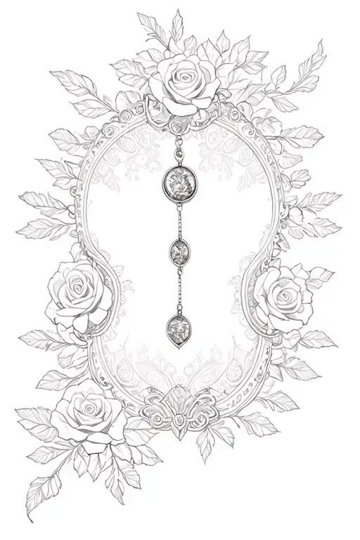 Victorian lace, Roses, locket, neck transforming tattoo design idea