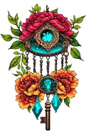 key windchime tattoo design idea