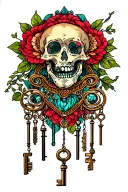 key windchime tattoo design idea