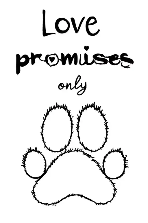 "Love promises only pain" cat paw print tattoo design idea
