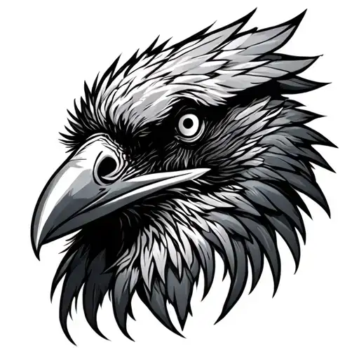 crow Viking neck tattoo design idea