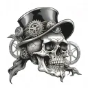 steampunk skull tattoo design idea