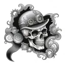 steampunk skull tattoo design idea