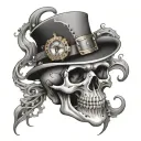 steampunk skull tattoo design idea