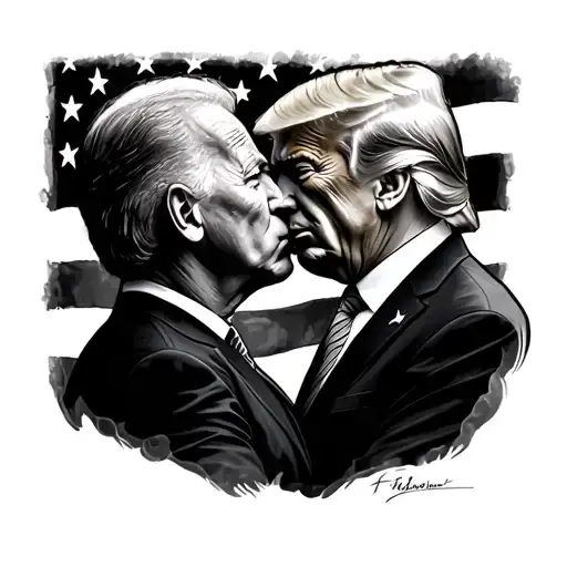 Joe Biden and trump kissing tattoo design idea