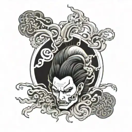 Japanese horror patch work arm sleeve tattoo tattoo design idea