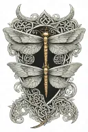 guardian angel wing, dragonfly, celtic knot tattoo design idea