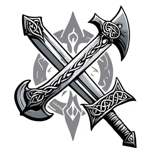 Celtic Sword and axe tattoo design idea