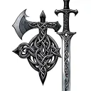 Celtic Sword and axe tattoo design idea