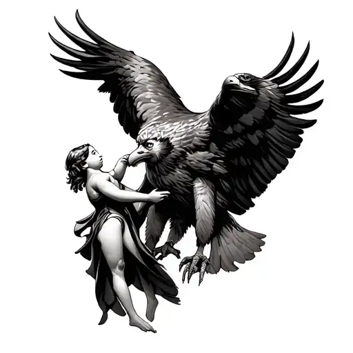 golden eagle and child wonder tattoo design idea