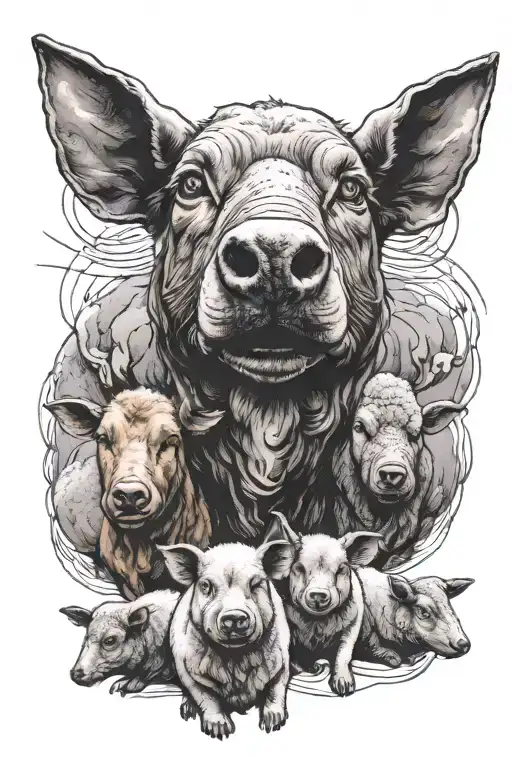 Pink Floyd Dogs, Sheep, Pigs tattoo design idea