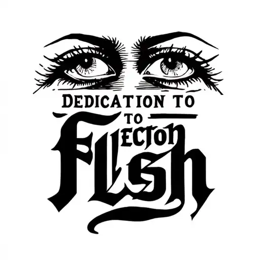 "Dedication to flesh" Dedication to flesh stitched eyes tattoo design idea