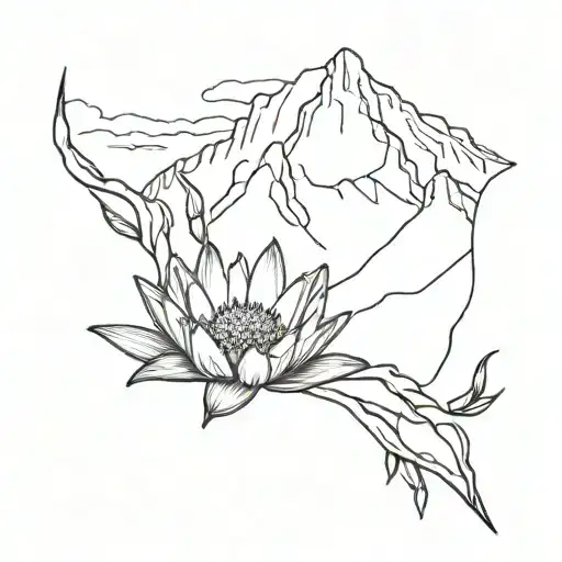 table mountain with a wave and protea flower tattoo tattoo design idea