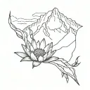 table mountain with a wave and protea flower tattoo tattoo design idea