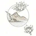 table mountain with a wave and protea flower tattoo tattoo design idea