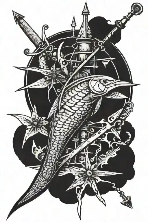 harpoon and line tattoo tattoo design idea