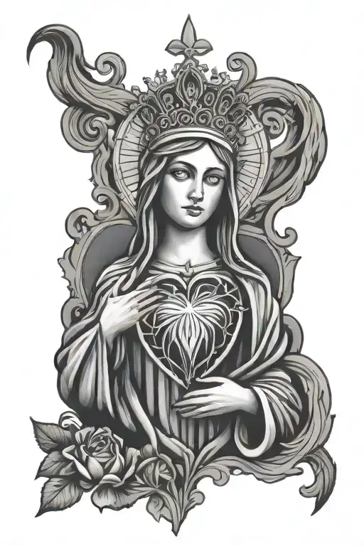 immaculate heart of mary tattoo design idea