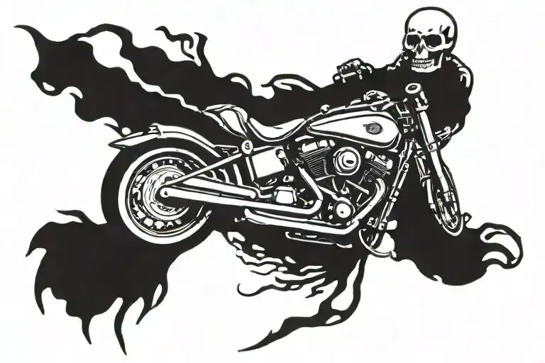 skeleton riding harley davidson motorcycle tattoo design idea