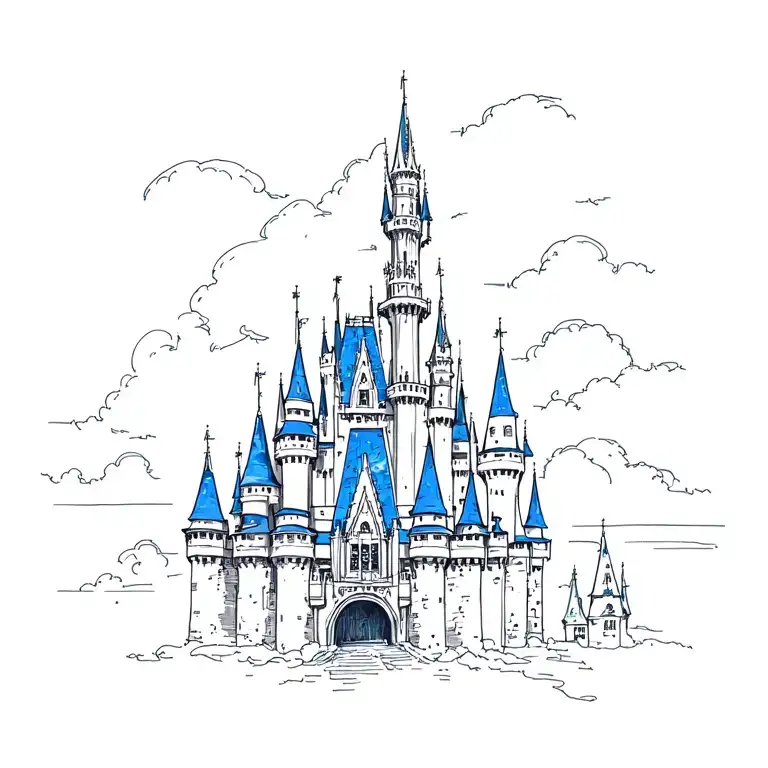 Disney Castle color tattoo design idea
