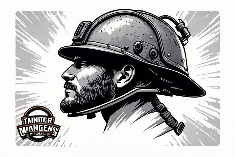 underground miner military helmet adorned tattoo design idea