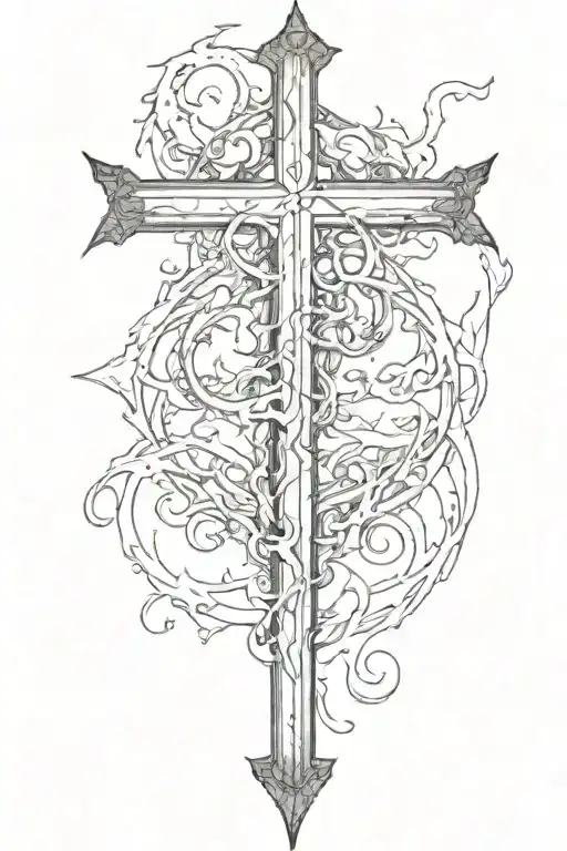 an leviathan cross in black with smudges tattoo design idea