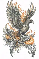 phoenix on fire flames tattoo design idea
