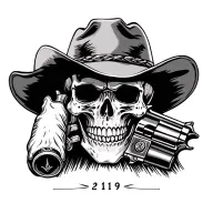 skull cowboy hat 2 1911 gun in both tattoo design idea