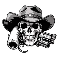 skull cowboy hat 2 1911 gun in both tattoo design idea