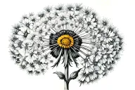 Dandelion turned into butter fly tattoo design idea