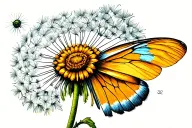 Dandelion turned into butter fly tattoo design idea