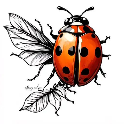 Thin words "always and forever" attached to ladybug flying away tattoo design idea