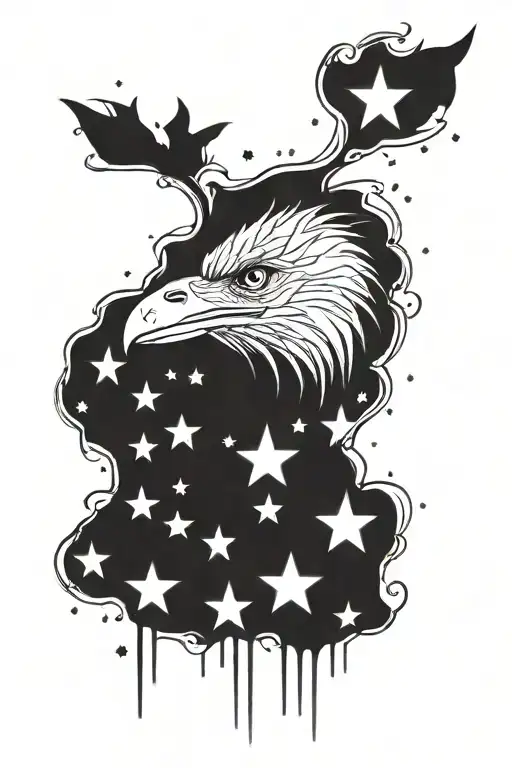 create an idea for a black and white tattoo behind the ear, there were 4 stars, each one will be smaller than the previo tattoo design idea