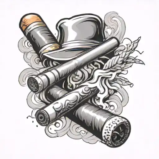 Cuban cigar smoke tattoo design idea