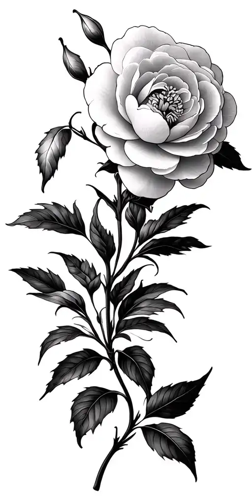 camellia flower bouquet tattoo design idea