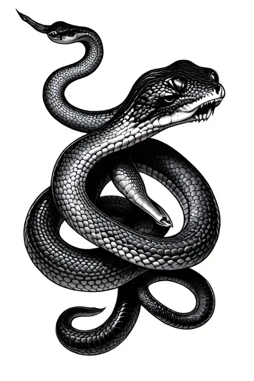 Forbidden fruit snake wrapped tattoo design idea