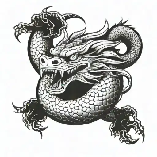 Combine a rugby ball with a traditional Japanese dragon tattoo design idea