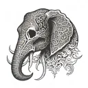 elephant skull forward facing tattoo design idea