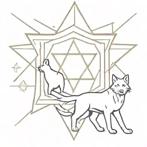 Jewish star cat and dog tattoo design idea