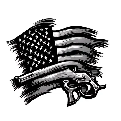 2nd Amendment American flag intertwined tattoo design idea