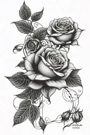 roses, bleam, geometry patterns integrated tattoo design idea