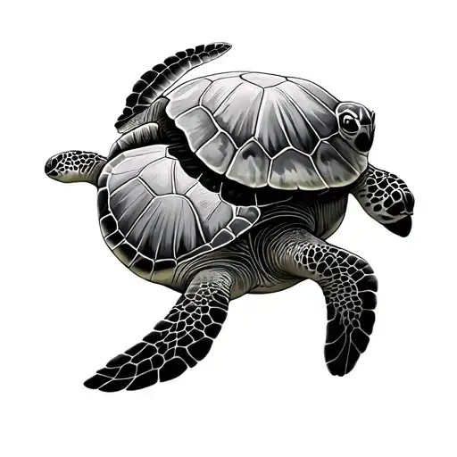 3 sea turtles swimming gracefully tattoo design idea