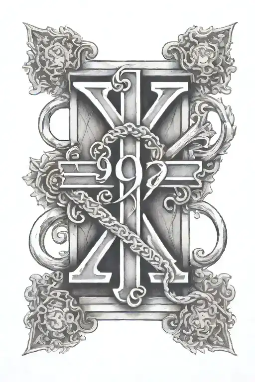 999 in roman numerals with a cross tattoo design idea