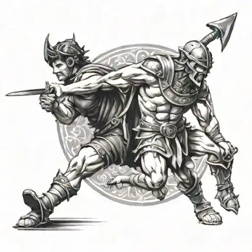 David vs Goliath themed tattoo tattoo design idea
