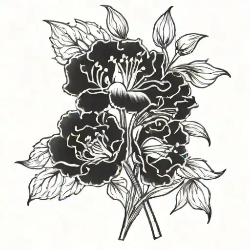 carnation and snowdrop flowers tattoo design idea
