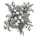carnation and snowdrop flowers tattoo design idea