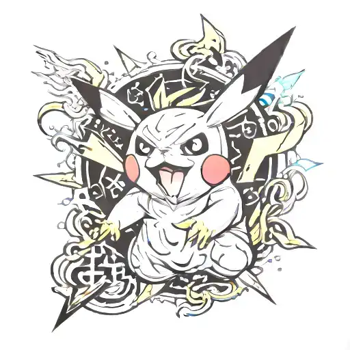 pikachu thunder angry tattoo design idea