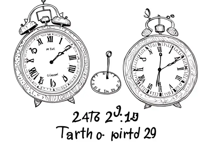 Clock with three clocks with date of birth tattoo design idea